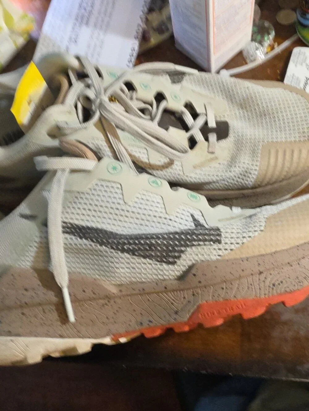 Nike Beige and Brown Trail Running Sneakers with Yellow Accent